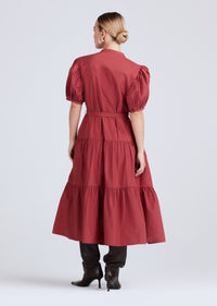 Rhubarb Alexandra Puff Sleeve Shirt Midi Dress | Women's Dress by Derek Lam 10 Crosby
