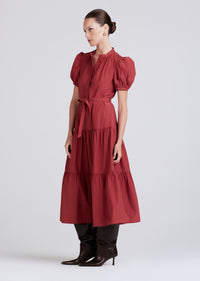 Rhubarb Alexandra Puff Sleeve Shirt Midi Dress | Women's Dress by Derek Lam 10 Crosby