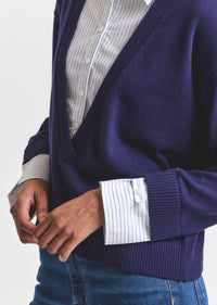Navy-White Rida Striped Mixed Media Sweater | Women's Top by Derek Lam 10 Crosby