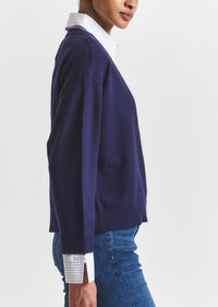 Navy-White Rida Striped Mixed Media Sweater | Women's Top by Derek Lam 10 Crosby