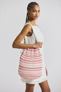 Rose-White Rocco Corded Mesh Stripe Market Tote | Women's Handbags by Derek Lam 10 Crosby