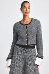 Black-White Sabine Herringbone Knit Cardigan | Women's Top by Derek Lam 10 Crosby