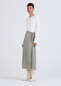 Sage Alba Pleated Midi Skirt | Women's Skirts by Derek Lam 10 Crosby