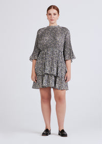 Sage Multi Samantha Short Sleeve Pleated Mini Dress | Women's Dresses by Derek Lam 10 Crosby