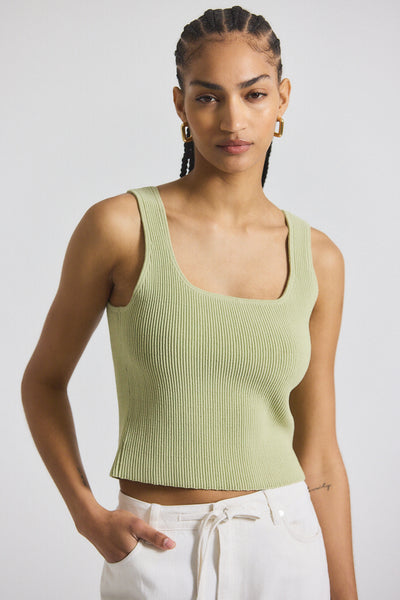 Sain Rib Knit Sweater Tank in Soft Sage | Derek Lam 10 Crosby