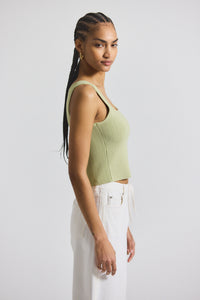 Soft Sage Sain Rib Knit Sweater Tank | Women's Top by Derek Lam 10 Crosby