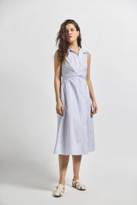 Blue Multi Shanaya Front Wrap Dress | Women's Dresses by Derek Lam 10 Crosby