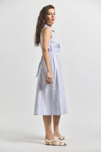 Blue Multi Shanaya Front Wrap Dress | Women's Dresses by Derek Lam 10 Crosby