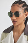 Millie Classic Single Wire Rectangle Sunglasses - Silver Tortoise