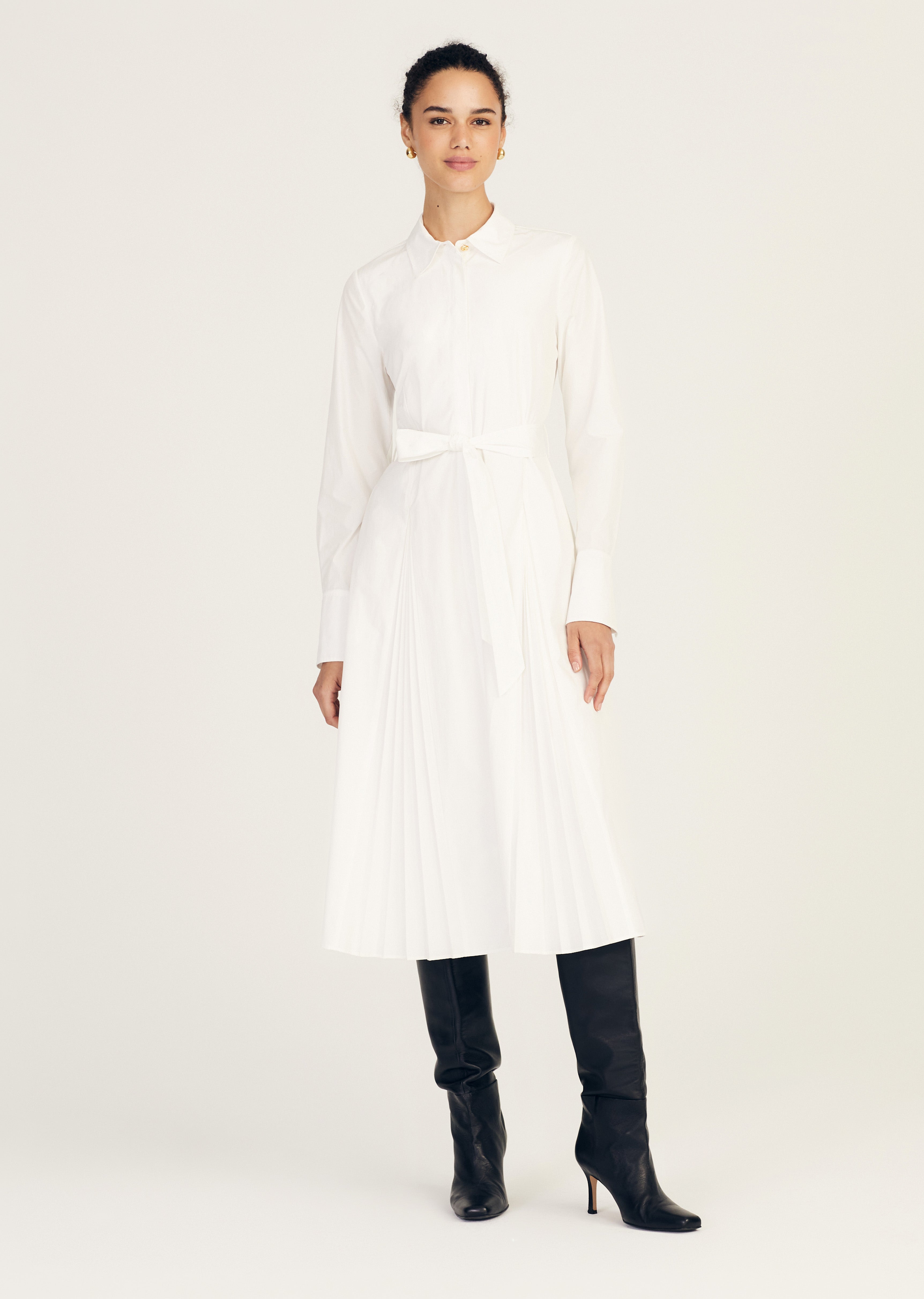 Annette Long Sleeve Pleated Shirt Dress | Derek Lam 10 Crosby