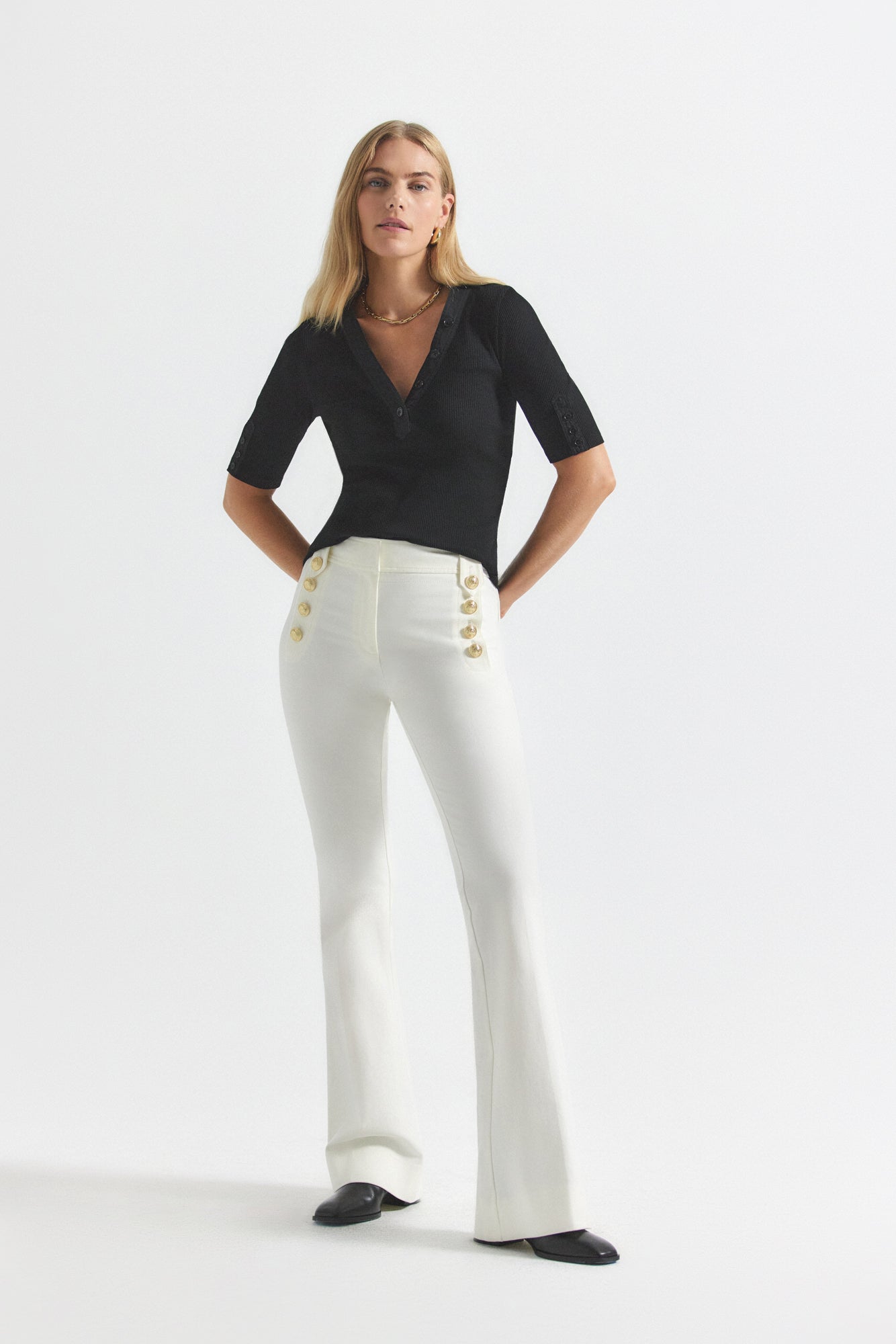 Derek Lam 10 Crosby Robertson Flare Trouser Soft White / 4 Derek Lam 10 Crosby Robertson Flare Trouser Soft White / 4