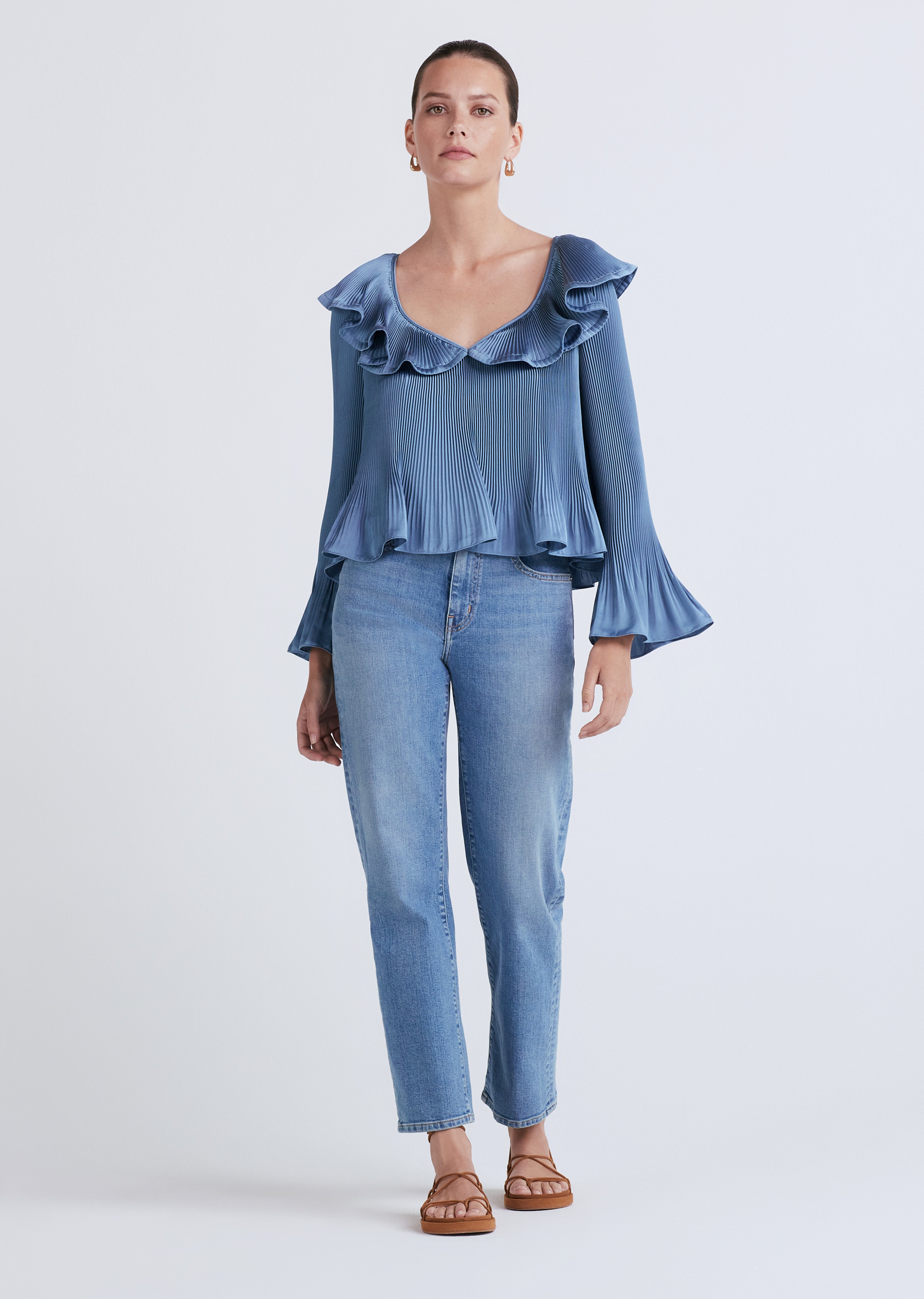 Charis Pleated Ruffle Blouse | Derek Lam 10 Crosby