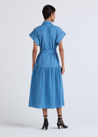 Steel Blue Laurel Sleeveless Shirt Dress | Women's Dress by Derek Lam 10 Crosby
