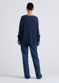 Sunwashed Blue Heather Cassie Mixed Media Sweater | Women's Sweater by Derek Lam 10 Crosby