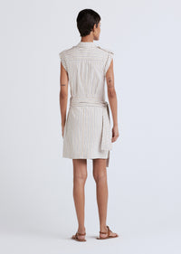 Tan Multi Giselle Mini Tie Front Cargo Dress | Women's Dress by Derek Lam 10 Crosby