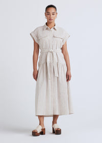 Tan Multi Laurel Sleeveless Shirtdress | Women's Dress by Derek Lam 10 Crosby