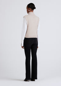 Taupe-White Paola Mixed Media Turtleneck Sweater | Women's Sweater by Derek Lam 10 Crosby