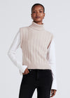 Taupe-White Paola Mixed Media Turtleneck Sweater | Women's Sweater by Derek Lam 10 Crosby