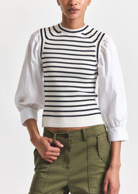 Black-White Tirza Mixed Media Top | Women's Top by Derek Lam 10 Crosby