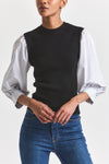 Black-White Tirza Mixed Media Top | Women's Top by Derek Lam 10 Crosby