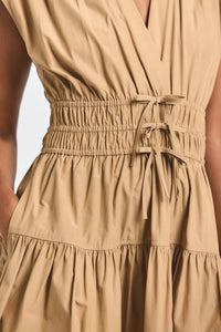 Camel Tora V-Neck Dress | Women's Dresses by Derek Lam 10 Crosby