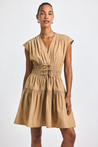 Camel Tora V-Neck Dress | Women's Dresses by Derek Lam 10 Crosby