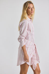 White/Pink Trish Striped Shirting Waist Tie Shirt Dress | Women's Dresses by Derek Lam 10 Crosby