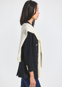 Black-Chalk Walter Double Breasted Jacket with Shrug | Women's Jackets by Derek Lam 10 Crosby