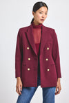 Bordeaux Walter Double Breasted Jacket | Women's Jackets by Derek Lam 10 Crosby