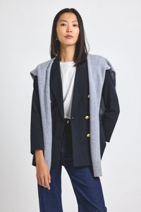 Midnight-Vapour Walter Double Breasted Jacket with Shrug | Women's Jackets by Derek Lam 10 Crosby