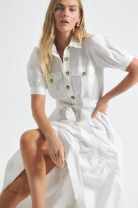 White Buffy Utility Dress | Women's Dress by Derek Lam 10 Crosby