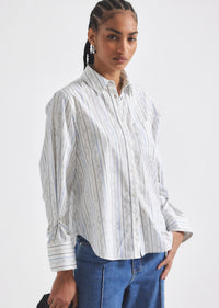 White Multi Wesley Shirt | Women's Top by Derek Lam 10 Crosby