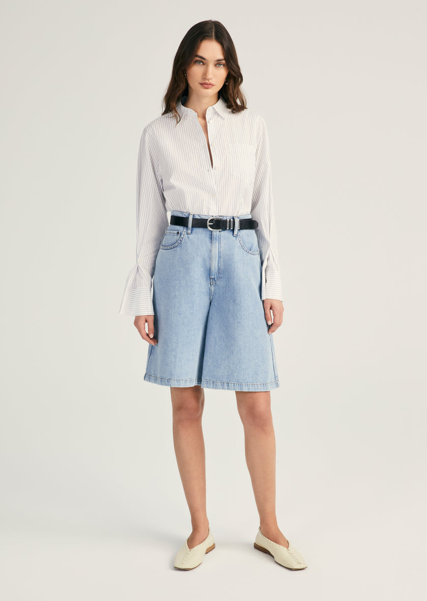 Wesley Shirt In White Navy Derek Lam 10 Crosby 2762