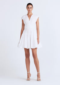 White Tora V-Neck Dress - Women's Dress by Derek Lam