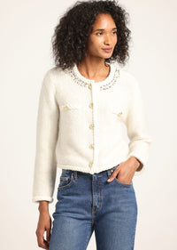 Cream Zaria Cardigan Jacket | Women's Jackets by Derek Lam 10 Crosby