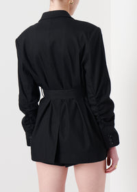Black Harrison Gathered Sleeve Blazer | Women's Blazer by Derek Lam 10 Crosby