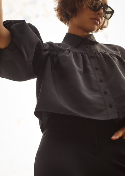 Black Rosa Balloon Sleeve Shirt | Women's Top by Derek Lam 10 Crosby