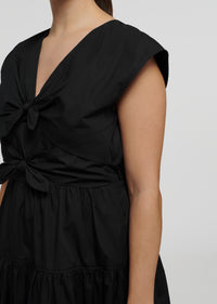 Black Tama Bow Tie V-Neck Dress | Women's Dress by Derek Lam 10 Crosby