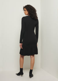 Black Vanessa Long Sleeve Flounce Hem Dress | Women's Dress by Derek Lam 10 Crosby