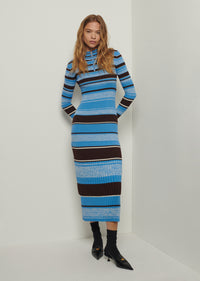 Blue Multi Taryn Zip Turtleneck Dress | Women's Dress by Derek Lam 10 Crosby