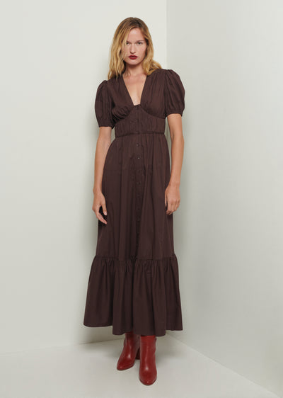 Chocolate Ambrosia Puff Sleeve Dress | Women's Dress by Derek Lam 10 Crosby