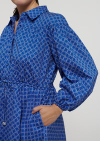 Cobalt Multi Arbi Shirt Dress | Women's Dress by Derek Lam 10 Crosby