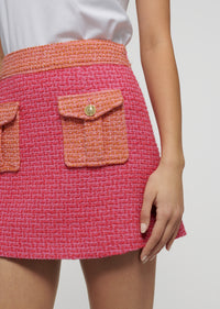 Coral Orange Multi-Tonal Combo Rima Utility Skirt | Women's Skirt by Derek Lam 10 Crosby