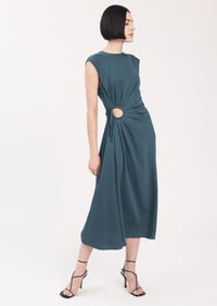 Dark Green Alba Keyhole Midi Dress | Women's Dress by Derek Lam