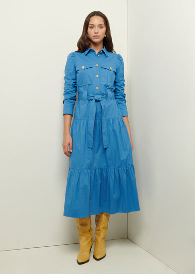 Light Blue Donna Long Sleeve Utility Shirt Dress | Women's Dress by Derek Lam 10 Crosby