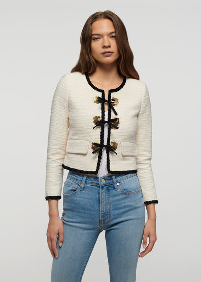 Ecru Benissa Embellished Jacket | Women's Jacket by Derek Lam 10 Crosby