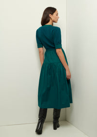 Evergreen Claire Mixed Media Puff Sleeve Dress | Women's Dress by Derek Lam 10 Crosby