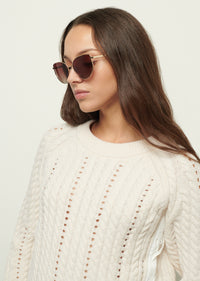 Gold-Pink Kirby Cat Eye Oversized Metal Sunglasses | Women's Sunglasses by Derek Lam 10 Crosby