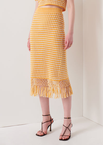 Golden Orange Emerie Fringe Skirt | Women's Skirt by Derek Lam 10 Crosby