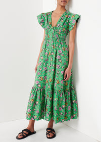 Green Multi Greta Ruffle Sleeve Dress | Women's Dress by Derek Lam 10 Crosby